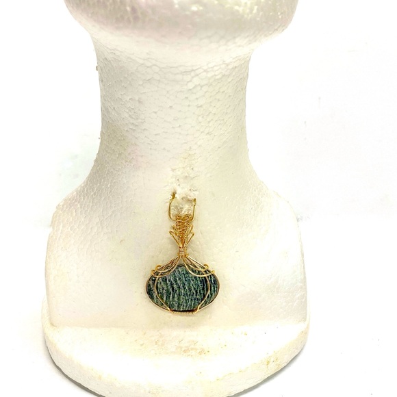 HANDMADE Swiss Opal Hand Wrapped Gold Plated Statement Pendant, Artisan Jewelry - Picture 3 of 10